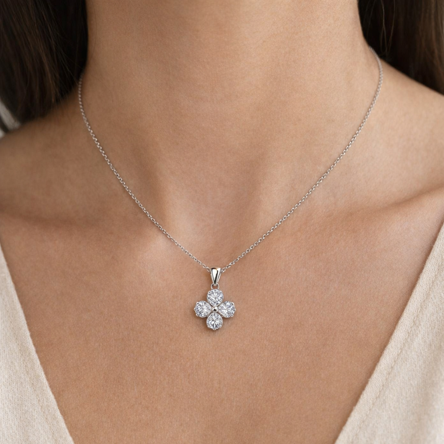 Crystal Bloom Flower Necklace - Image 3